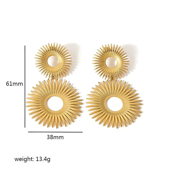 1 Paar Simple Series Klassische geometrische Edelstahl 18 Karat vergoldete Damen-Tropfenohrringe h5Bild2